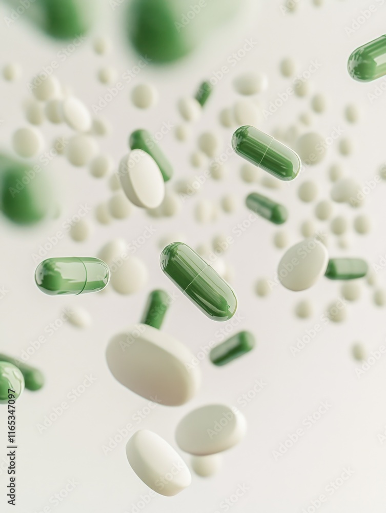 Green and White Pills and Capsules Green and White Pills and Capsules