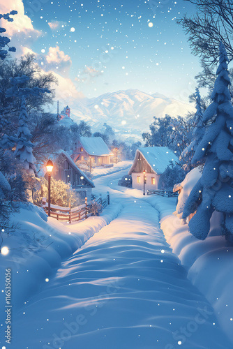 winter landscape with house