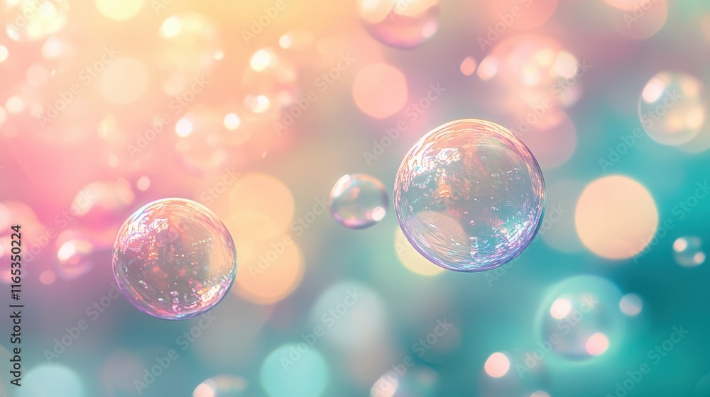 Soft bubbles in lavender and peach float over a teal-to-coral gradient Soft bubbles in lavender and peach float over a teal-to-coral gradient