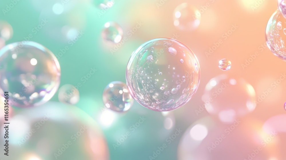 Dreamy pastel bubbles shimmer over a vibrant gradient background Dreamy pastel bubbles shimmer over a vibrant gradient background