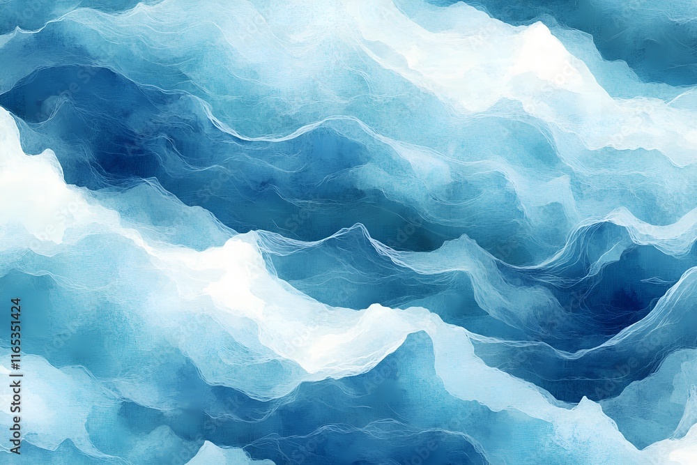 Naklejka premium Watercolor abstract ocean painting background