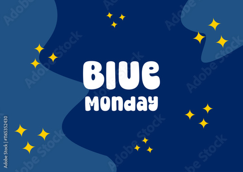 Blue Monday Holiday concept. Template for background, banner, card, poster, t-shirt with text inscription