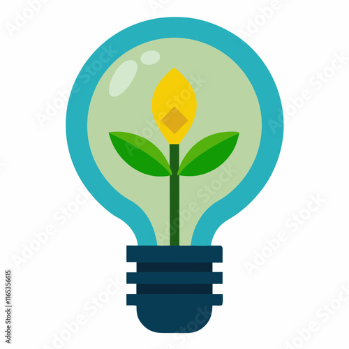 Green Technology Lightbulb Vector Illustration