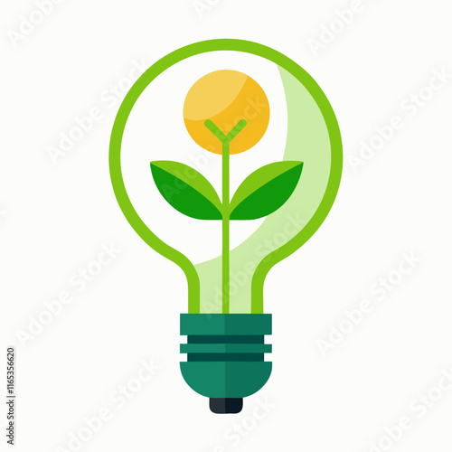 Green Technology Lightbulb Vector Illustration