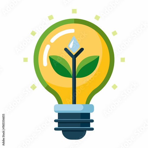 Green Technology Lightbulb Vector Illustration