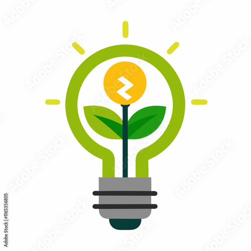 Green Technology Lightbulb Vector Illustration