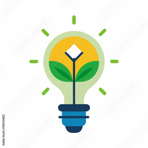 Green Technology Lightbulb Vector Illustration