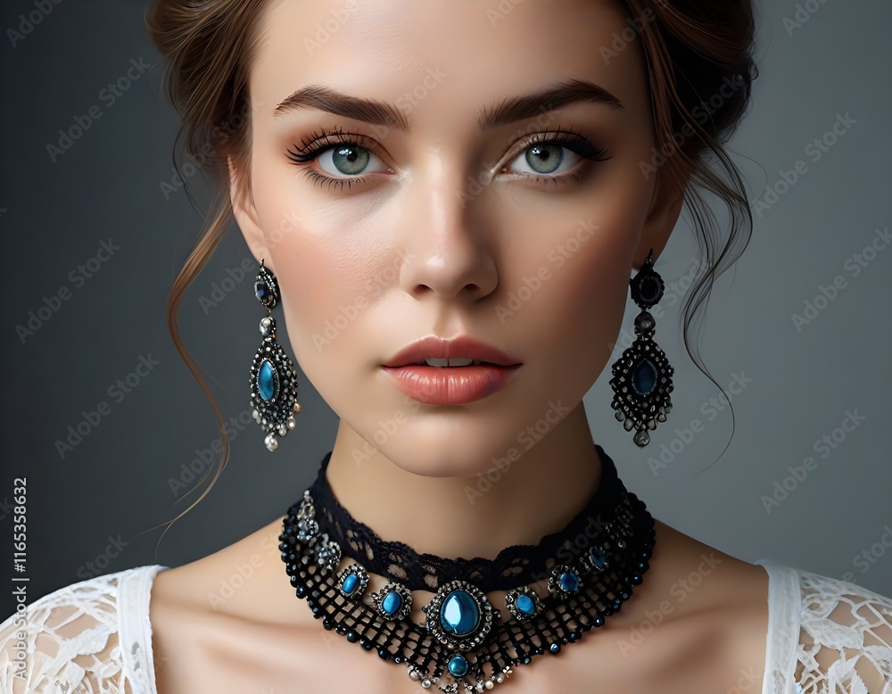portrait of a woman with jewelry portrait of a woman with jewelry