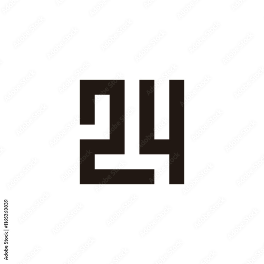 Number 24 square geometric symbol simple logo vector