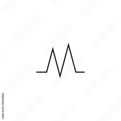 Letter M heartbeat geometric symbol simple logo vector