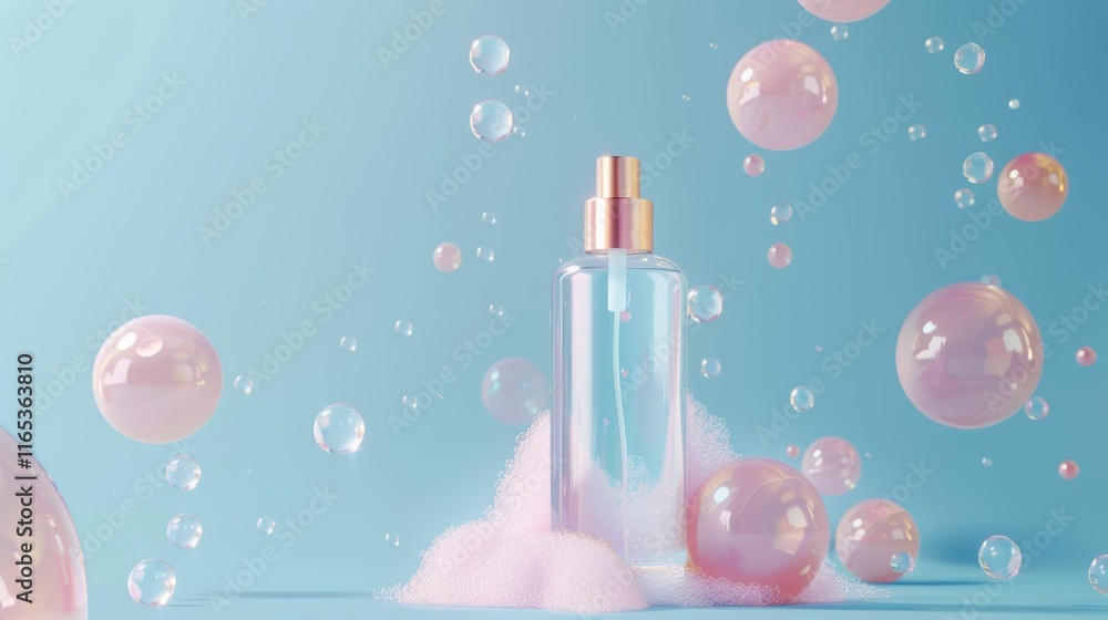 photograph of Molecules inside bubbles on blue background. Collagen serum bubble. Cosmetic essence. Concept skin care cosmetics solution. Vector 3d illustration photograph of Molecules inside bubbles on blue background. Collagen serum bubble. Cosmetic essence. Concept skin care cosmetics solution. Vector 3d illustration
