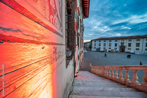 Palazzo della Carovana in Knights Square Pisa, Italy, Illuminated at Nighttime photo