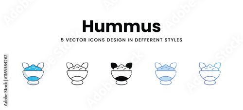 Hummus icons in different style vector stock illustration