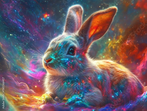 Wallpaper Mural Rabbit in colorful space Torontodigital.ca