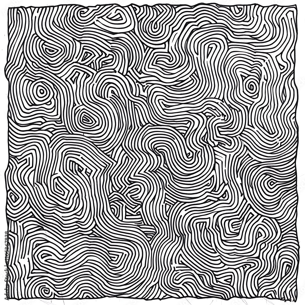 Obraz premium hand-drawn thick marker lines forming a maze-like pattern