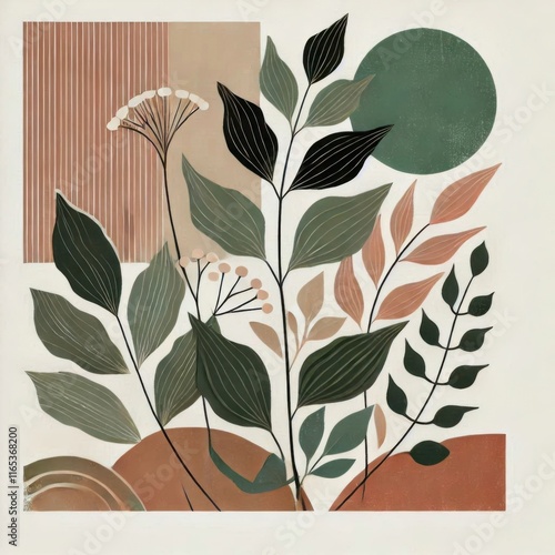 floral background with leaves