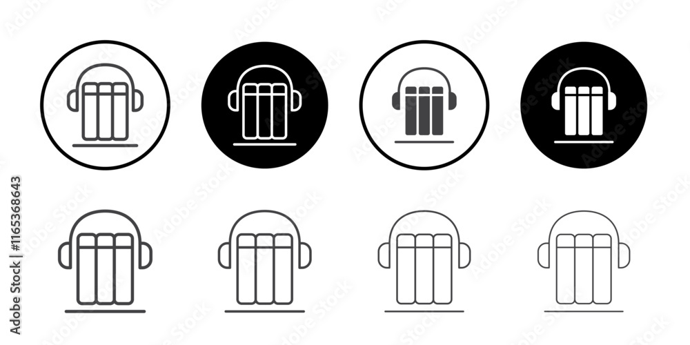 Audio book icon Thin outline art symbol Audio book icon Thin outline art symbol