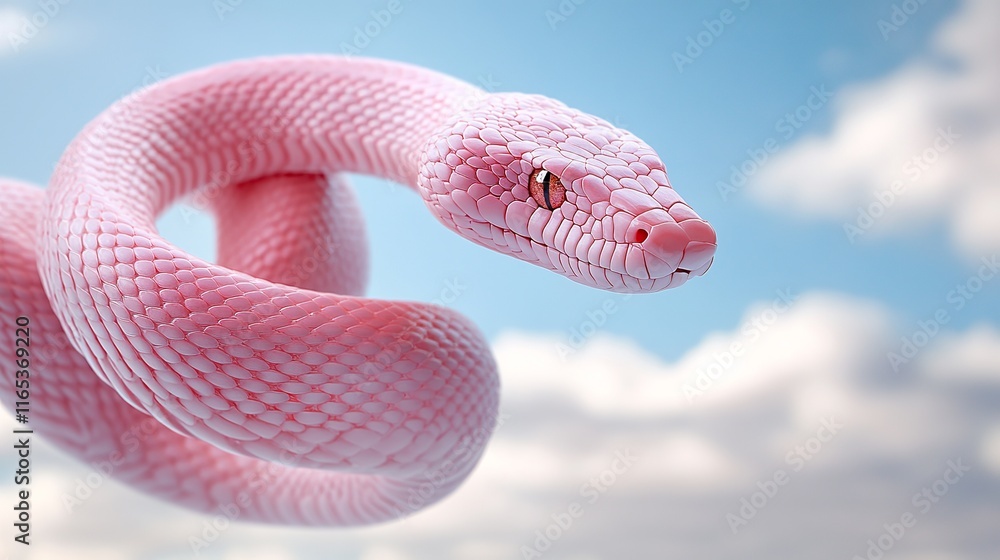Fototapeta premium Graceful Motion: A Realistic Light Pink Snake Floating in the Air