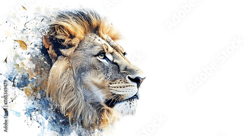 Majestic Lion Profile: Digital Painting of an African King AI Generated photo