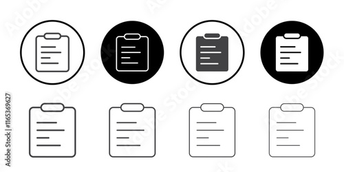 Clipboard icon Thin outline art symbol