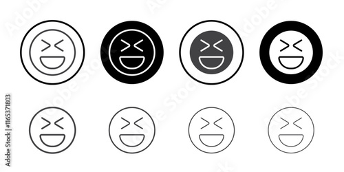 Laughing icon Thin outline art symbol