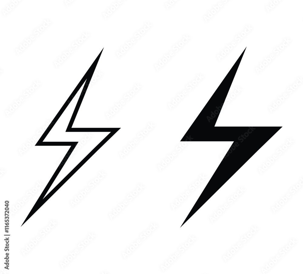 lightning bolt icon, thunder bolt flash - Electric power symbol lightning bolt icon, thunder bolt flash - Electric power symbol