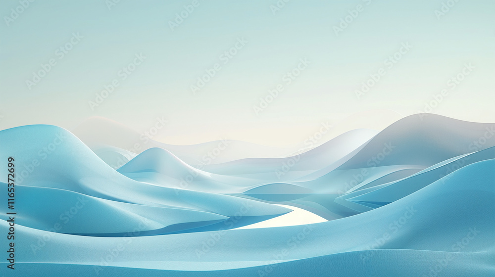 Serene Abstract Landscape Illustration with Soothing Blue Waves and Tranquil Sky, Perfect for Modern Design and Backgrounds Serene Abstract Landscape Illustration with Soothing Blue Waves and Tranquil Sky, Perfect for Modern Design and Backgrounds