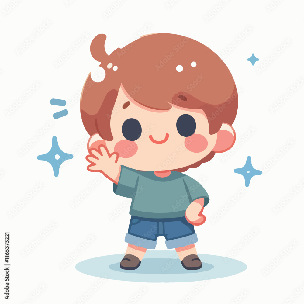vector image of little boy waving vector image of little boy waving