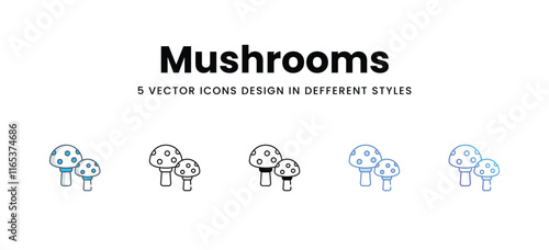 Mushrooms icons in different style vector stock illustration