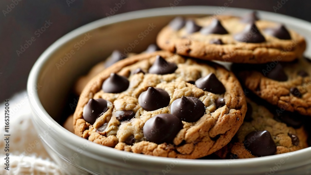 Obraz premium Illustration for National Chocolate Chip Cookie Day or National Oatmeal Cookie Day: Delicious and Whimsical Design in Warm Tones