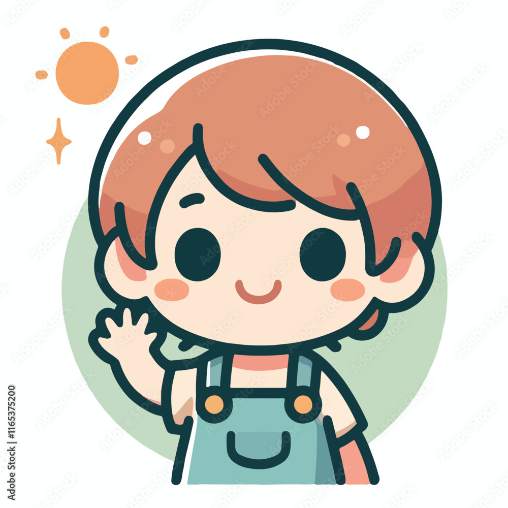 vector image of little boy waving vector image of little boy waving