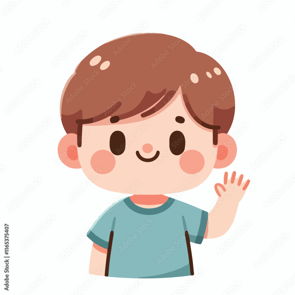 vector image of little boy waving vector image of little boy waving