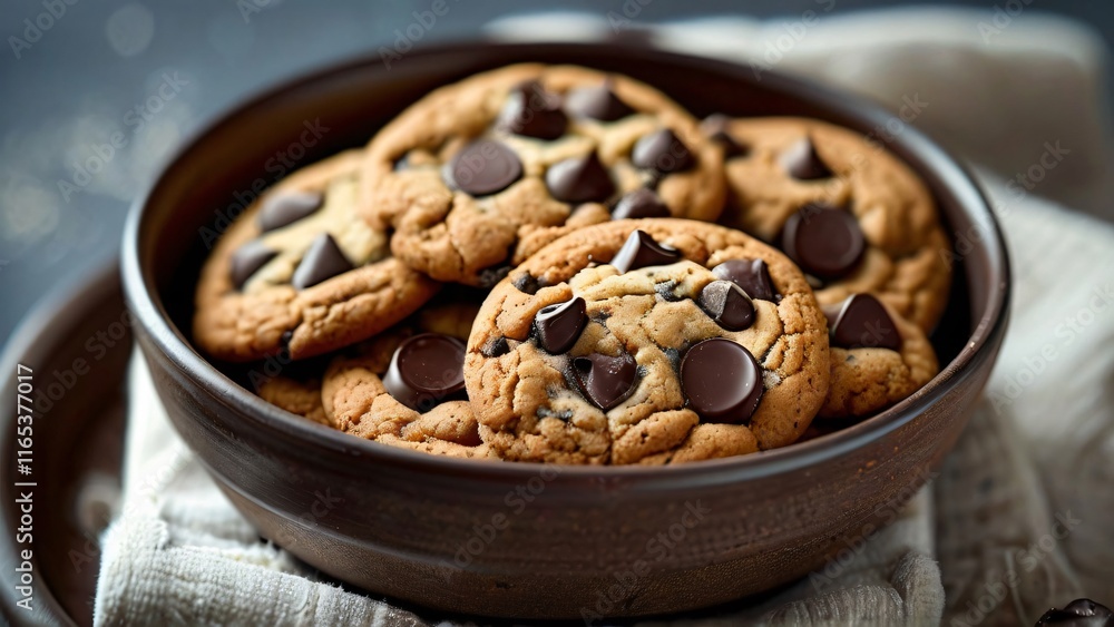Obraz premium Illustration for National Chocolate Chip Cookie Day or National Oatmeal Cookie Day: Delicious and Whimsical Design in Warm Tones