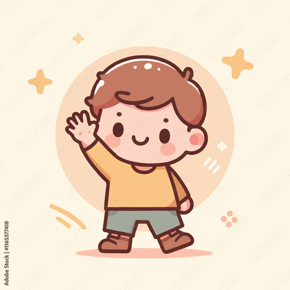vector image of little boy waving vector image of little boy waving