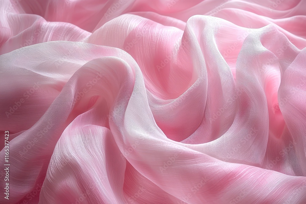 Fototapeta premium Delicate Pink Sheer Fabric Draped Softly