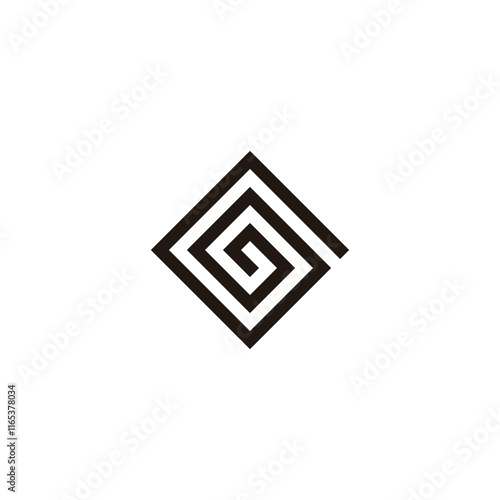 Decoration, square spiral geometric symbol simple logo vector