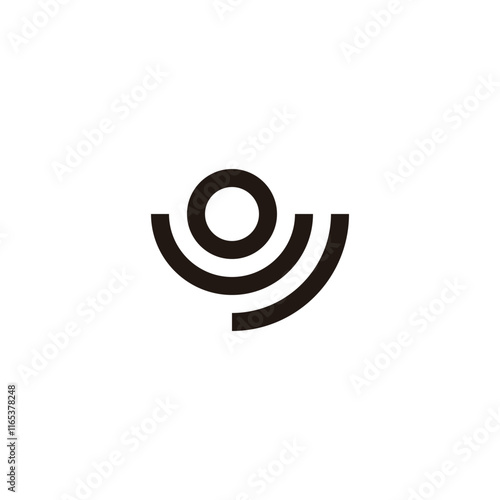 Letter o, U and J curves geometric symbol simple logo vector