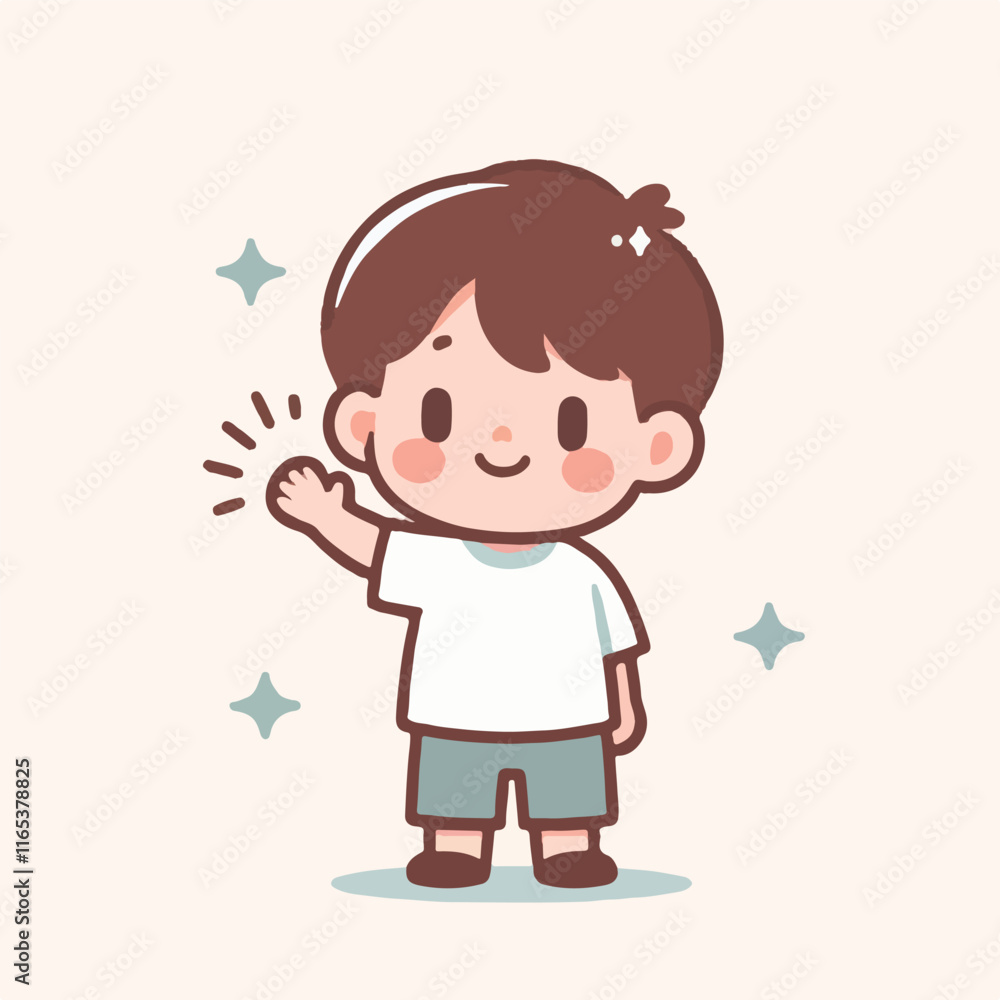 vector image of little boy waving vector image of little boy waving