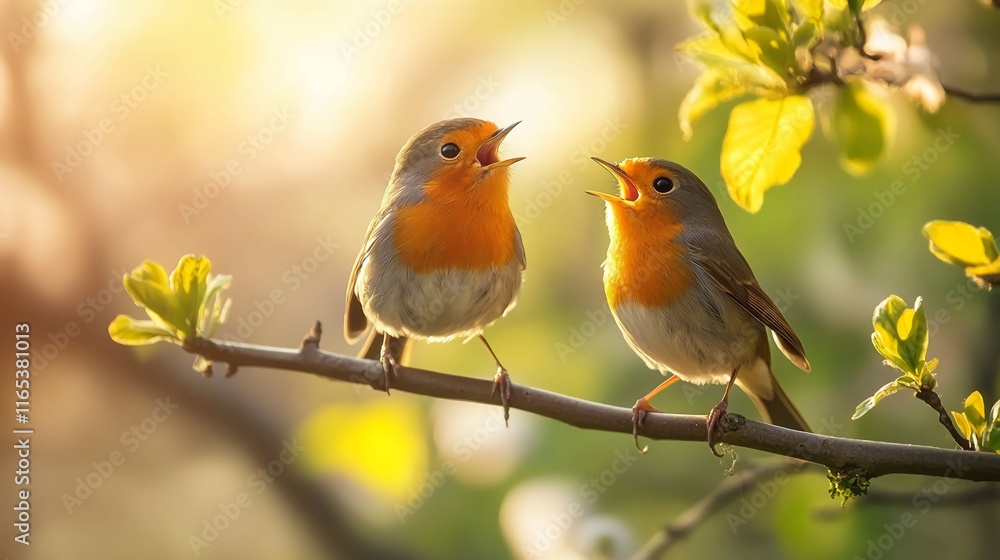 Funny_small_birds_sing_while_perched_on_a_bra Funny_small_birds_sing_while_perched_on_a_bra