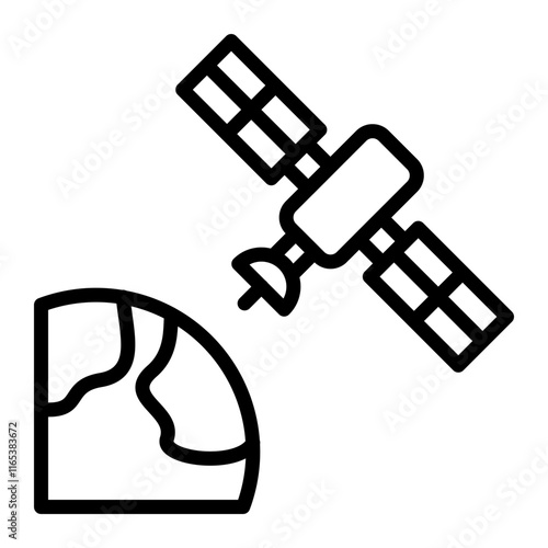 Remote Sensing Satellite  Vector Line Icon Design