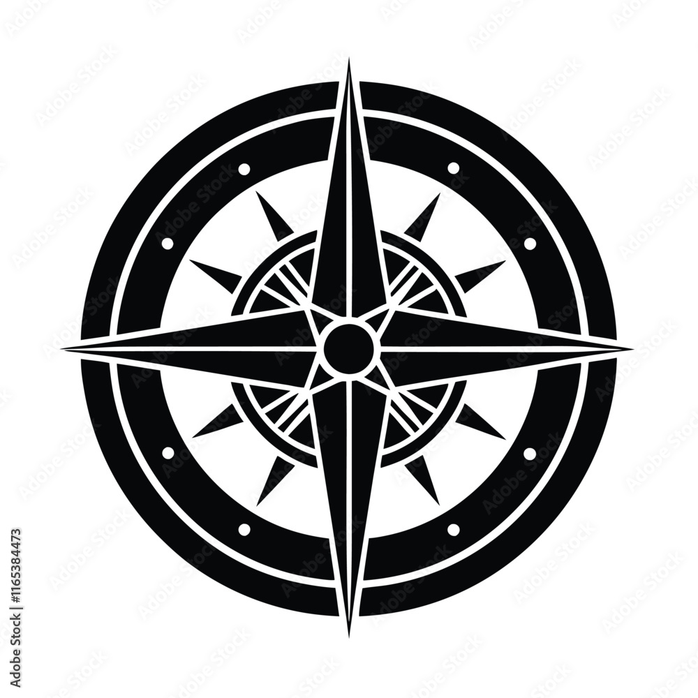 Black Silhouette Compass Icon Perfect for Navigation, Travel, Adventure, Map, Exploration, and Outdoor-Themed Designs and Branding Black Silhouette Compass Icon Perfect for Navigation, Travel, Adventure, Map, Exploration, and Outdoor-Themed Designs and Branding