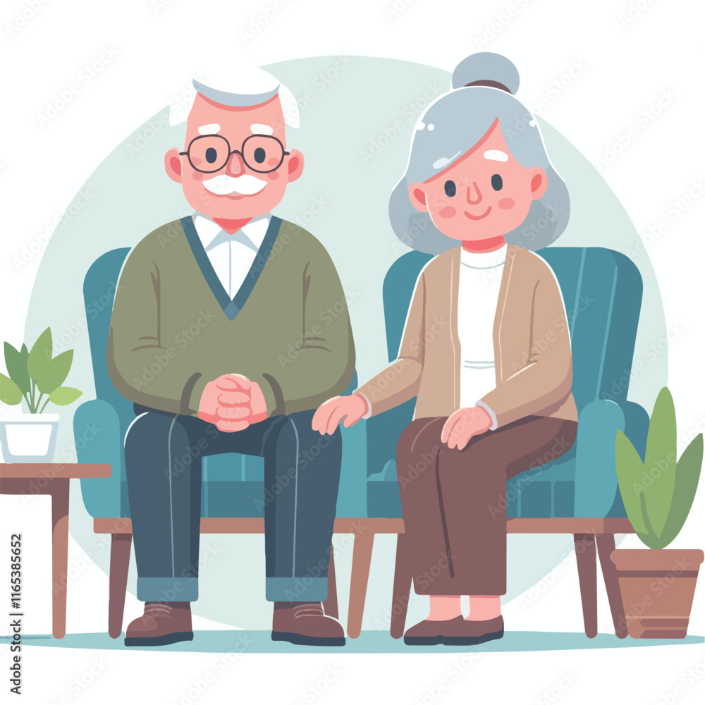 vector image of grandfather and grandmother sitting on chairs vector image of grandfather and grandmother sitting on chairs