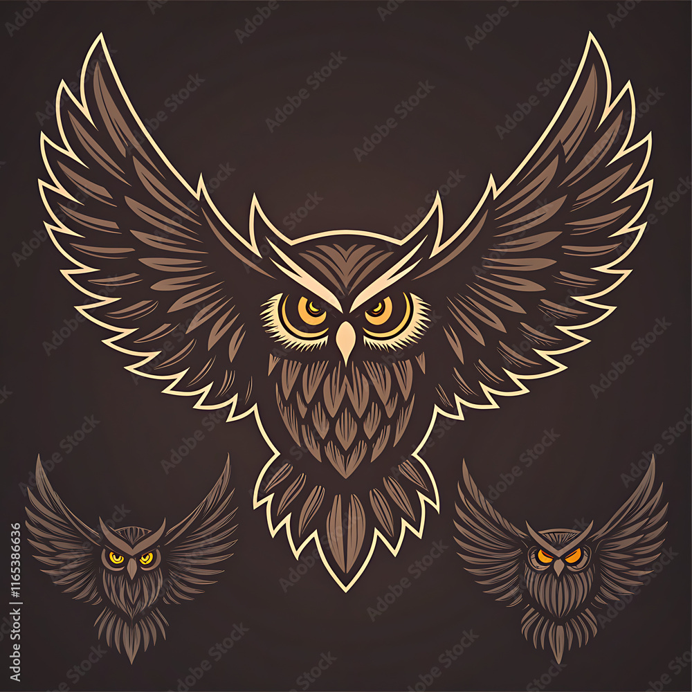 angry owl face icon silhouettes design vector illustration. angry owl face icon silhouettes design vector illustration.