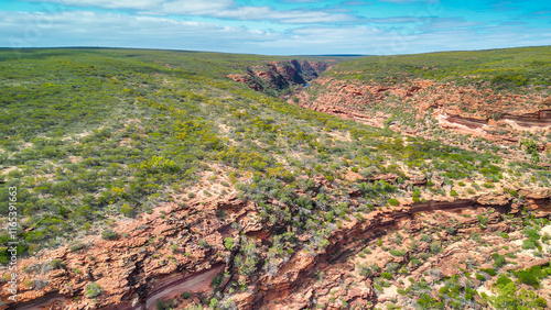 Aerial view of Z Bend in Kalbarri National Park, Western Australia Canyon photo