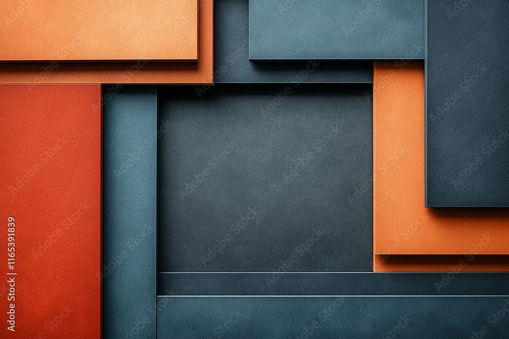 Fototapeta premium Abstract Geometric Design With Orange And Teal Panels