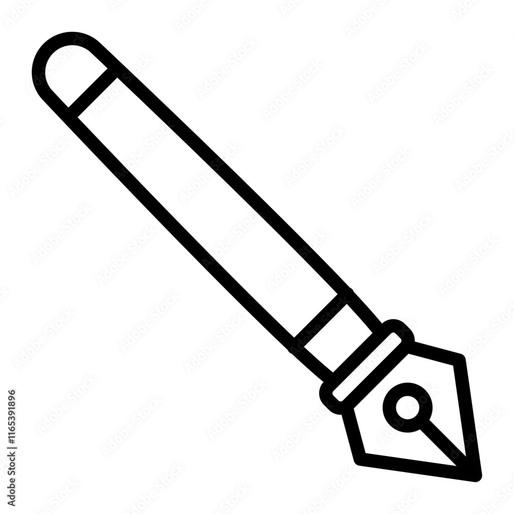 Fountain Pen Vector Line Icon Design Fountain Pen Vector Line Icon Design