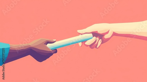 Passing the baton. Teamwork, collaboration, and success.