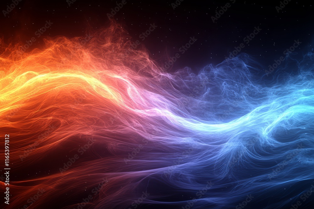 Obraz premium Abstract fiery and icy cosmic wave energy flows