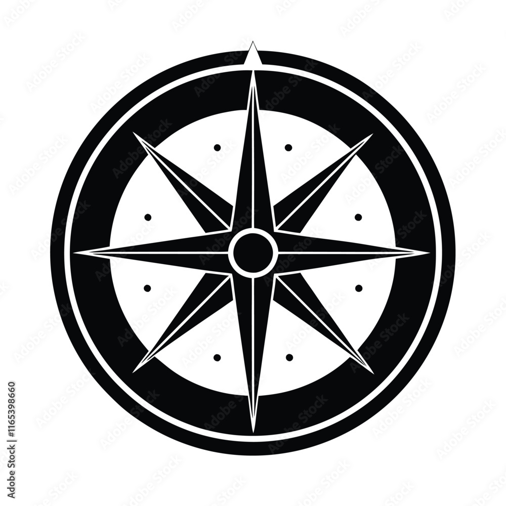 Black Silhouette Compass Icon Perfect for Navigation, Travel, Adventure, Map, Exploration, and Outdoor-Themed Designs and Branding Black Silhouette Compass Icon Perfect for Navigation, Travel, Adventure, Map, Exploration, and Outdoor-Themed Designs and Branding