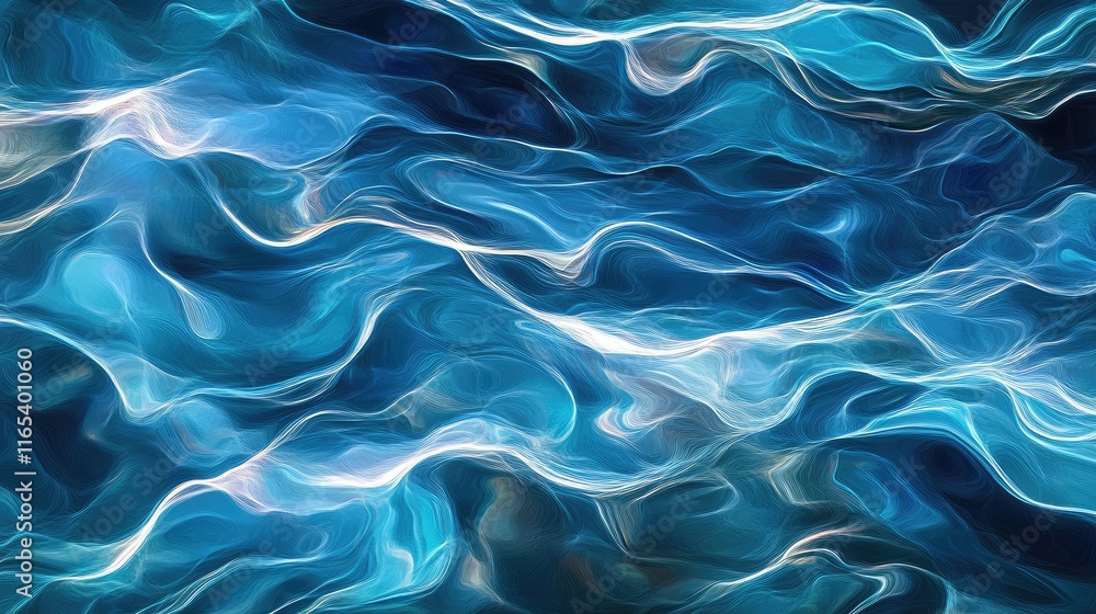 Abstract digital art of water waves in various shades of blue, twisting and flowing in an artistic pattern Abstract digital art of water waves in various shades of blue, twisting and flowing in an artistic pattern